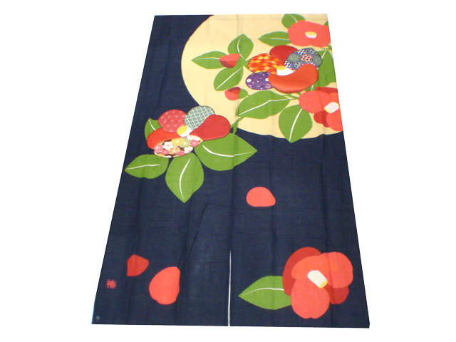 送料無料【新品】のれん 【 アップリ椿 】幅 85cm × 丈 150cm拍卖