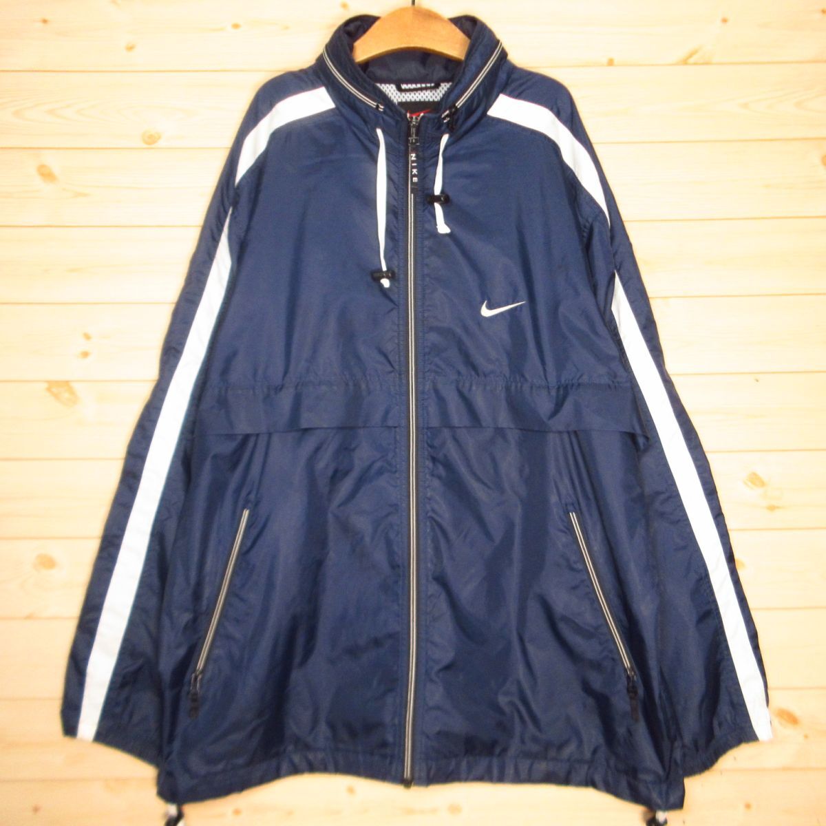 ◎希少 90s!NIKE ナイキ ナイロンジャケット ウインドブレーカー ヴィンテージ デッドストック 90年代 メンズ 紺 大きめなMサイズ◆AA4846拍卖