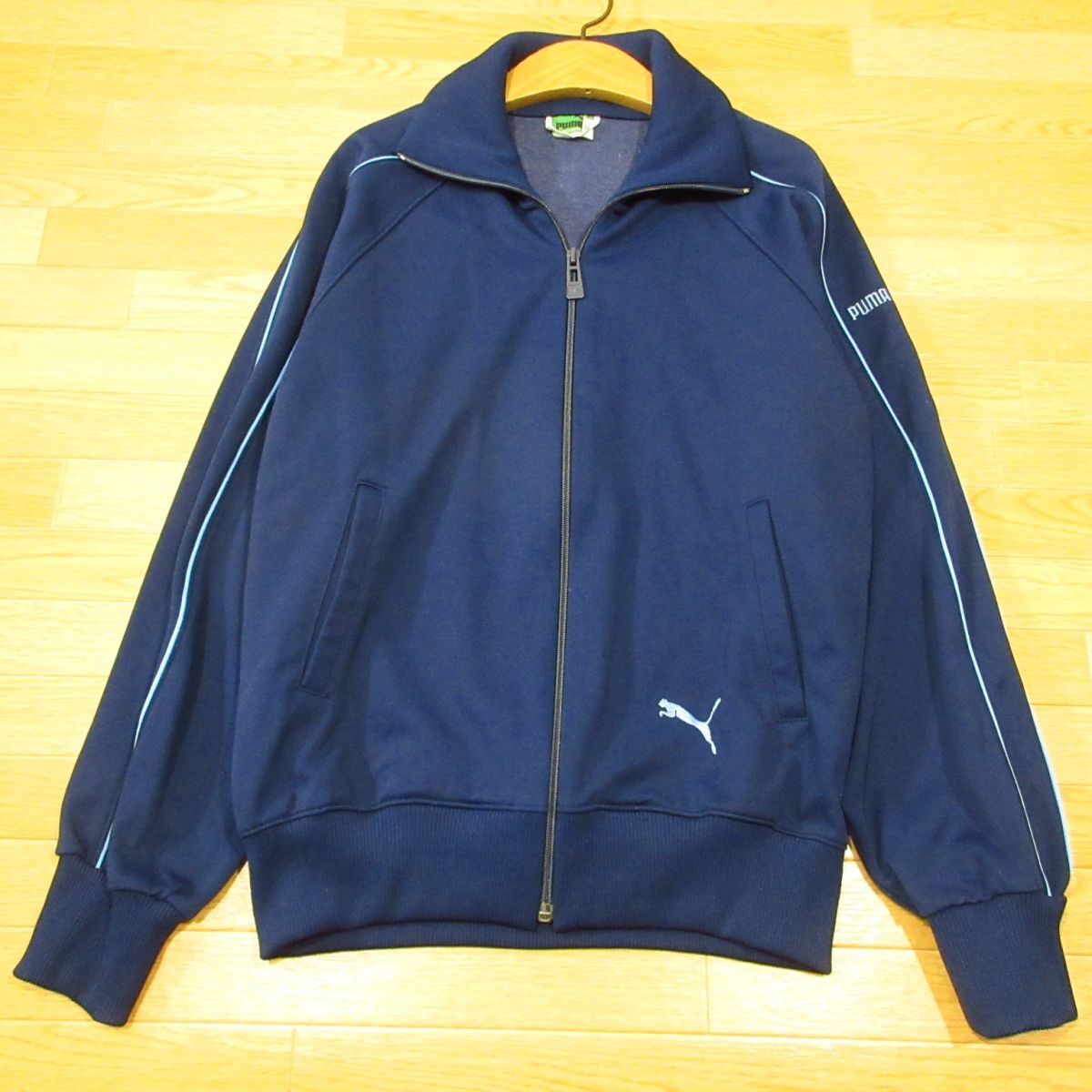 ◎美品 80s!PUMA プーマ ヒットユニオン ジャージ トラックジャケット 80年代 レトロ 刺繍 ヴィンテージ メンズ 紺 L相当◆AA5074拍卖