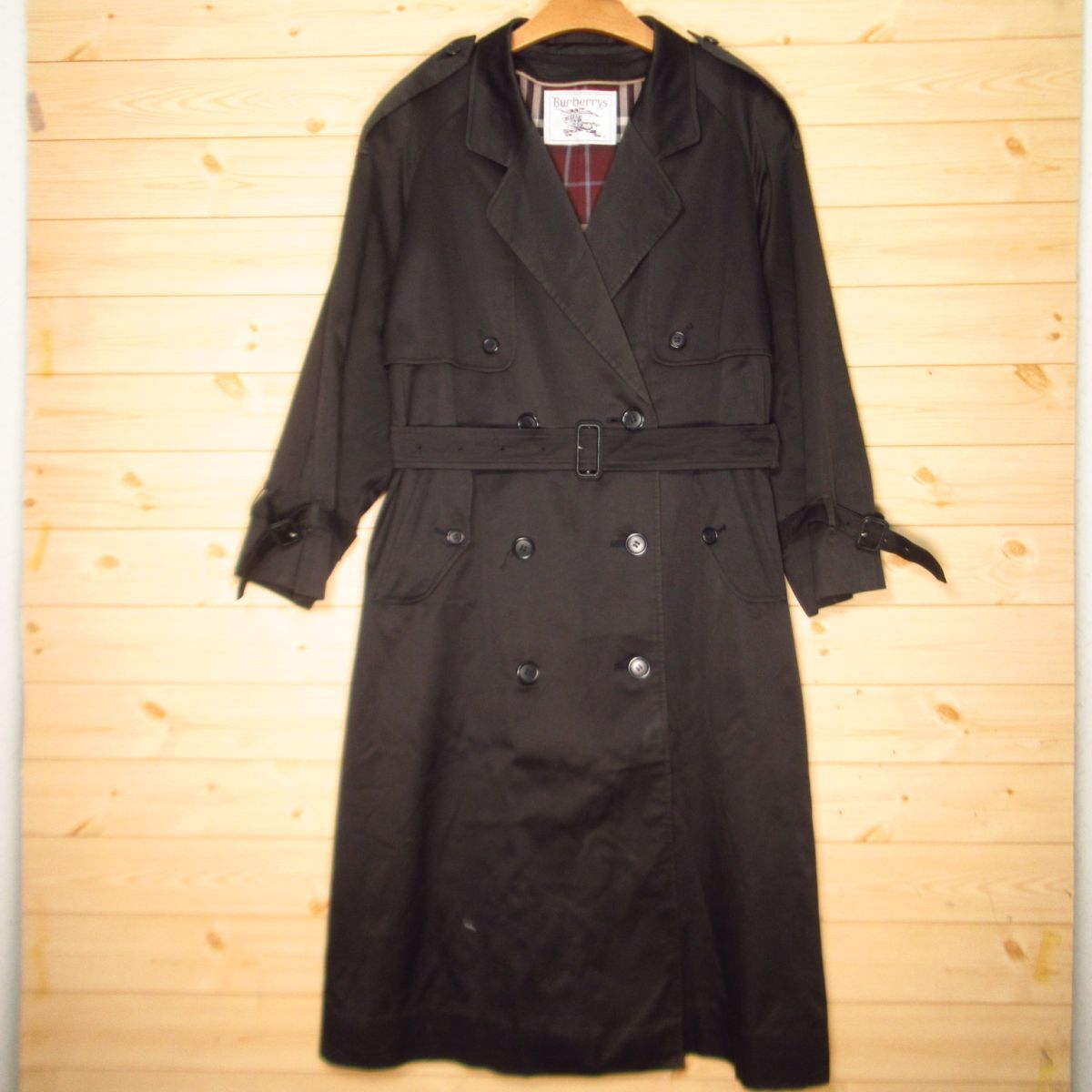 ◯90s 極美品!Burberrys バーバリーズ トレンチコート 高級 白タグ ヴィンテージ レディース 黒 ブラック 9ARサイズ◆WA0264拍卖