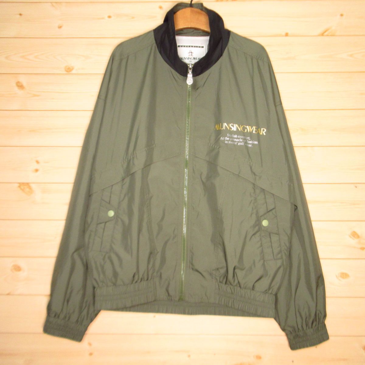 ◎使用少なめ!MUNSINGWEAR マンシングウェア ジップジャケット GOLF ブルゾン ゴルフウェア メンズ オリーブ SAサイズ◆AA5067拍卖