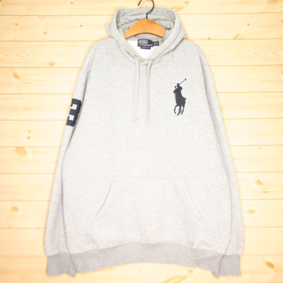 ◎良品!polo ralph lauren ラルフローレン ビッグポニー パーカー スウェット 裏起毛 カスタムフィット メンズ グレー XXL◆AA5051拍卖
