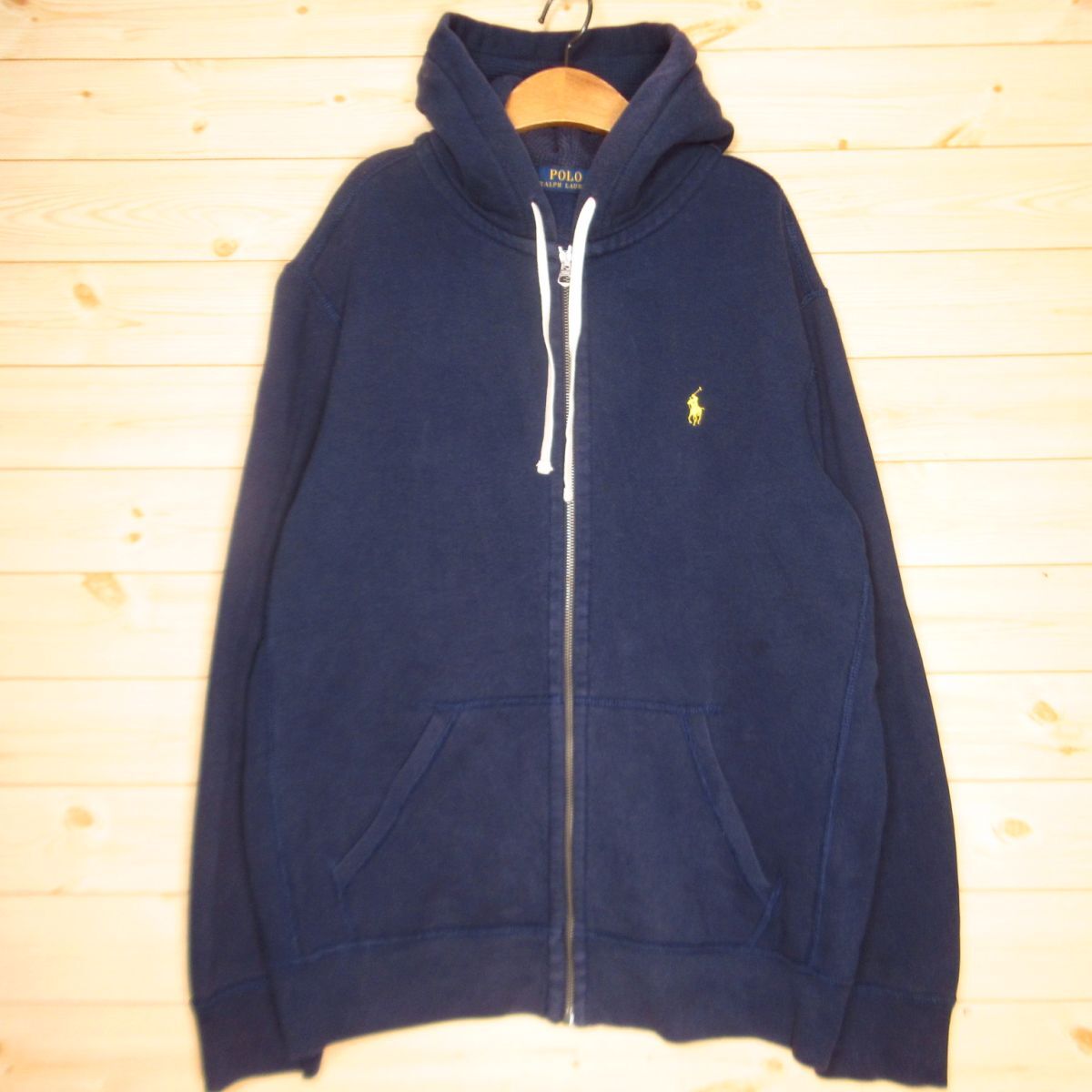 ◎polo ralph lauren ラルフローレン ジップアップ パーカー スウェット トレーナー 裏起毛 ポニー 刺繍 メンズ 紺 ネイビー XXL◆AA5050拍卖