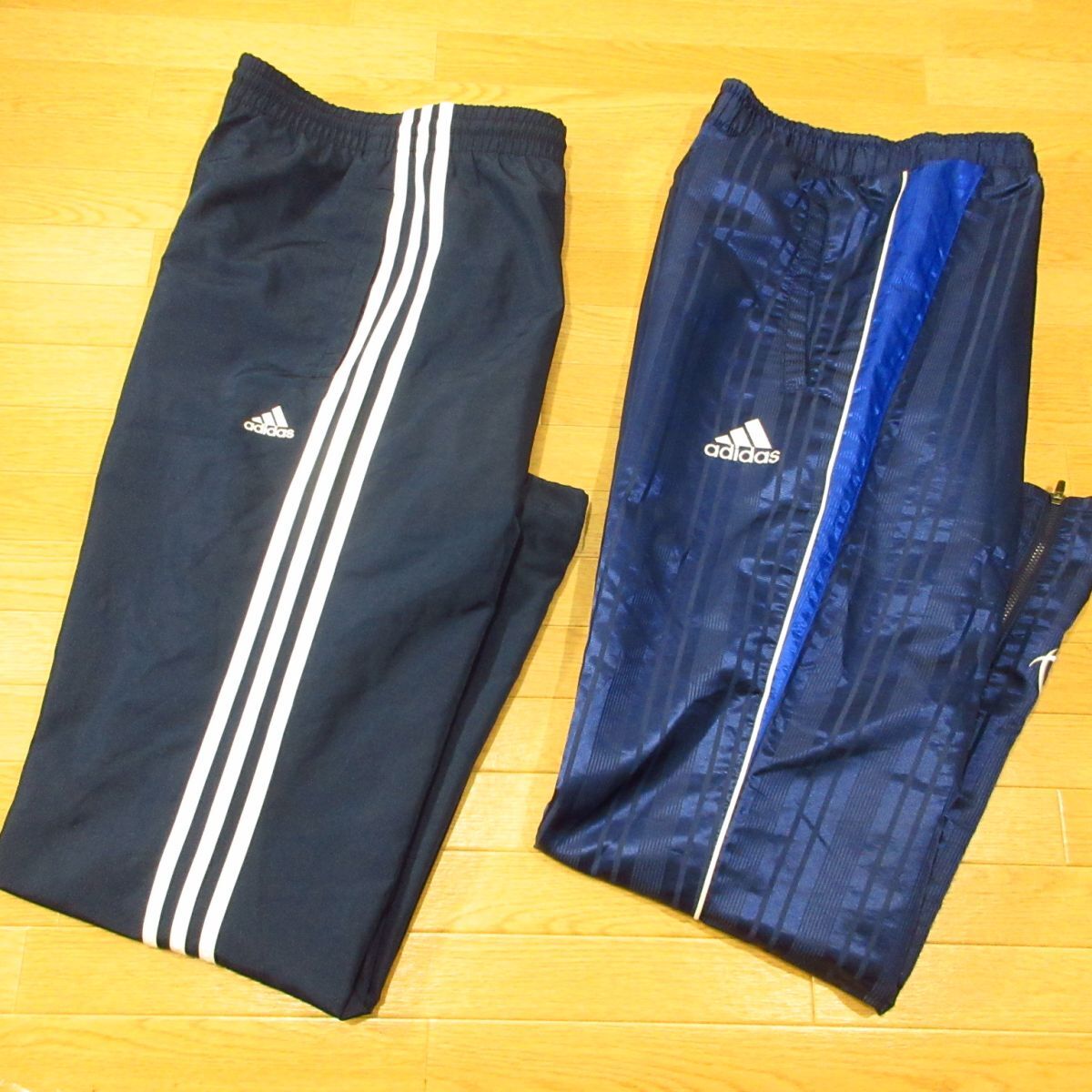 ◎adidas アディダス M 2本セットナイロンパンツ ウィンドブレーカーパンツ ロング トレーニングウェア 秋冬 メンズ 紺 まとめ売り◆CA1606拍卖