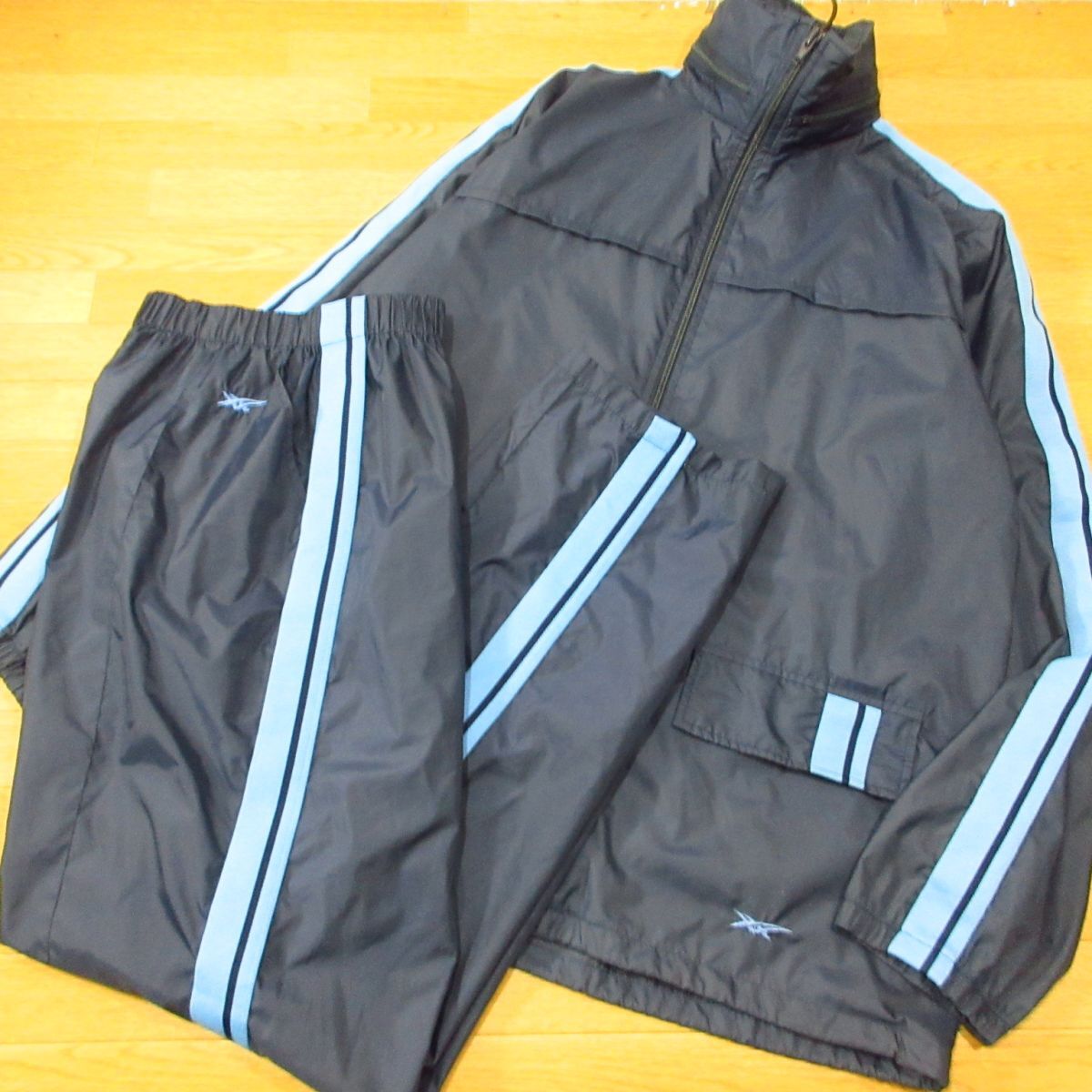 ◎美品 80s!asics アシックス オールド 80年代 昭和レトロ M 上下セット セットアップ ウィンドブレーカーヴィンテージ メンズ 紺◆BA3878拍卖