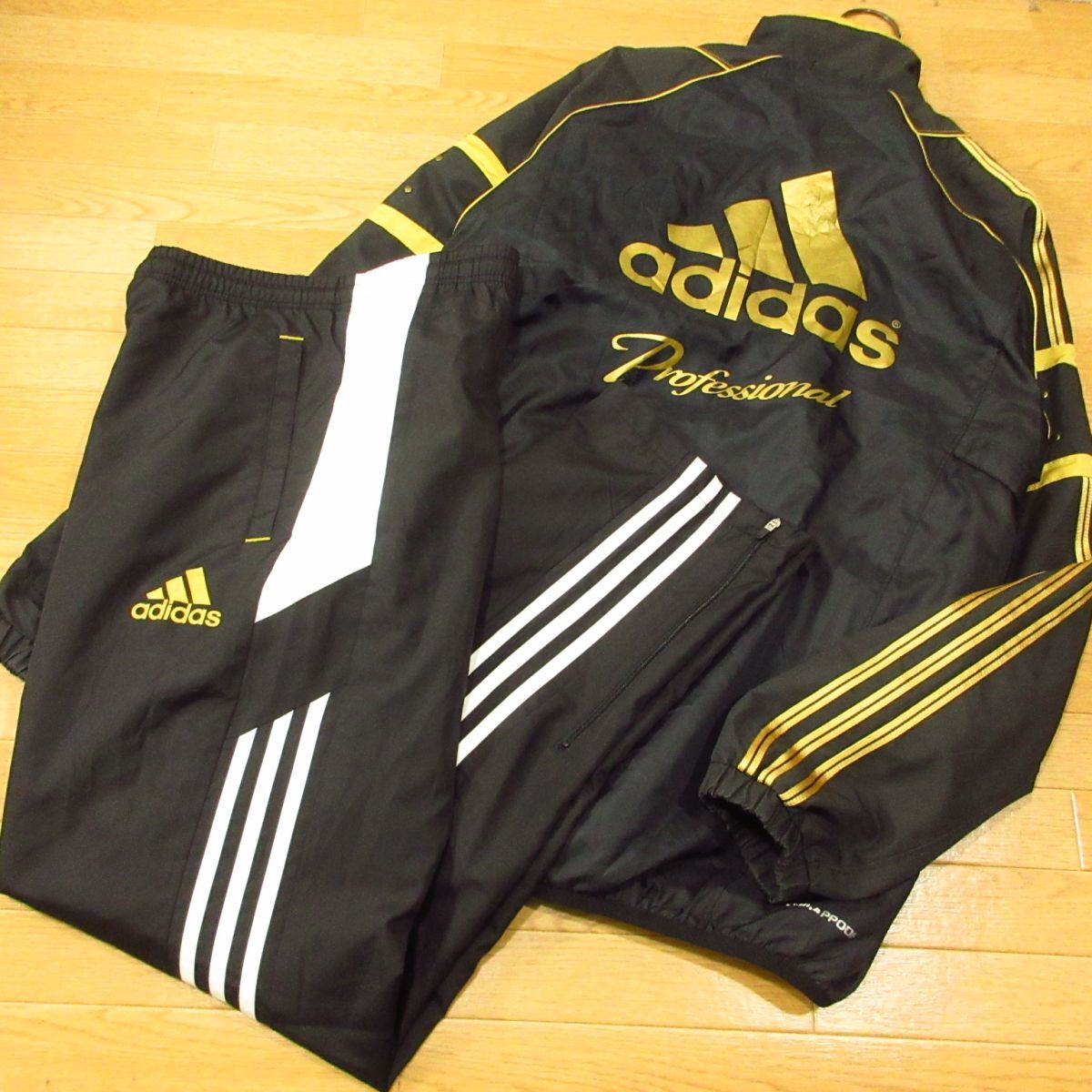 ◎使用少なめ!adidas Professional アディダス 野球 M 上下セット ウィンドブレーカー ジャケット&パンツ メンズ 黒x金◆BA3850拍卖