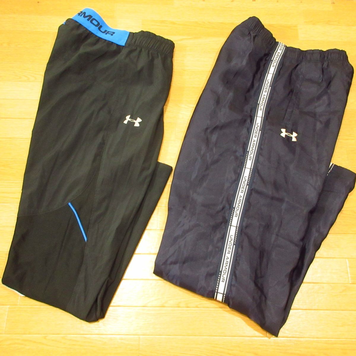 ◎良品!L 2本セット UNDER ARMOUR アンダーアーマー ジョガーパンツ ナイロンパンツ ウィンドブレーカー メンズ 紺 まとめ売り◆CA1623拍卖