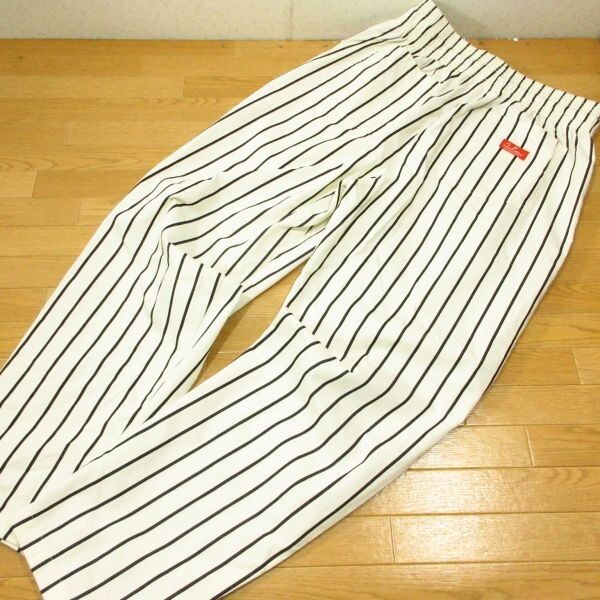 ◎極美品!COOKMAN クックマン シェフパンツ ストライプ柄 ワイドテーパード メンズ 黒×白 Lサイズ◆PA4362拍卖