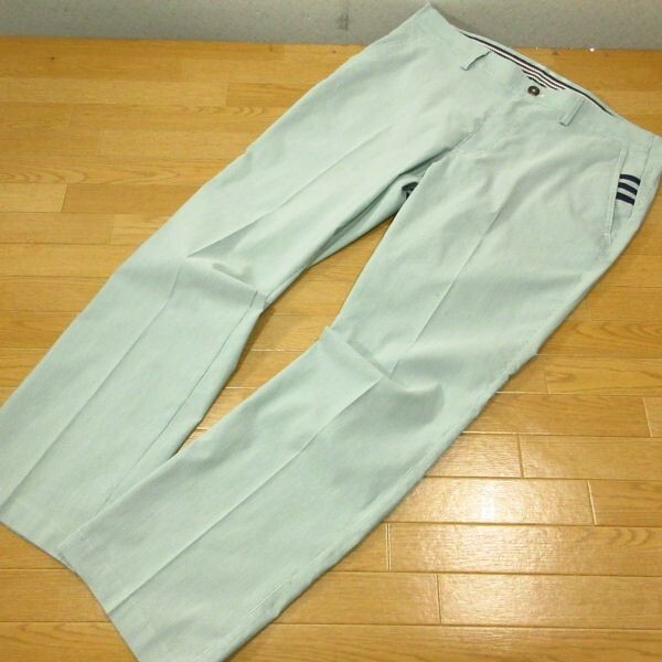 ◎美品!adidas GOLF アディダス ゴルフ スラックスパンツ ストレッチ ストライプ柄 通年 メンズ 緑x白 W88サイズ◆PA4381拍卖