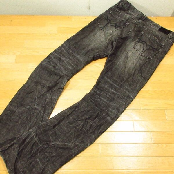 ◎良品!JACKROSE ジャックローズ Y2K フレア ブーツカット ブラックデニムパンツ USED加工 00s メンズ 黒 W33インチ◆PA4426拍卖