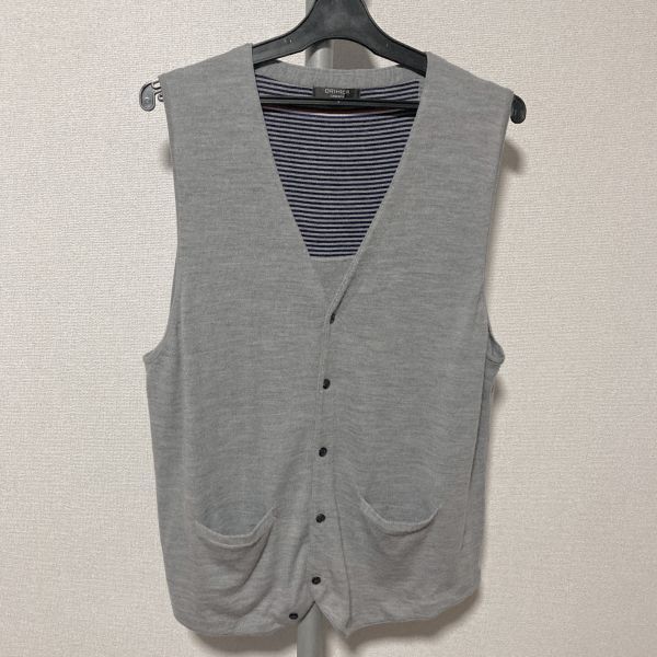 送料込み■オリヒカ/ORIHICA■手洗い可能 ウール100% ニットベスト メンズ LLサイズ ウールニットベスト グレー 前ボタン拍卖