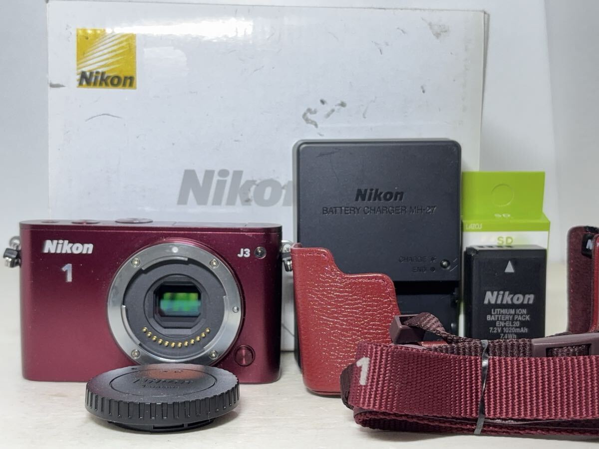 Nikon1 ニコン J3 ミラーレス一眼 ボディ ケース 32GBメモリ 元箱 即決送料無料拍卖