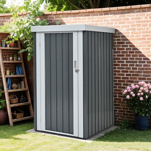 大好評☆倉庫 戸外収納庫 L96*W94*H165cm 物置き おしゃれ 大型 収納庫 屋外物置 防さび ベランダ 防水 ドア 引戸拍卖