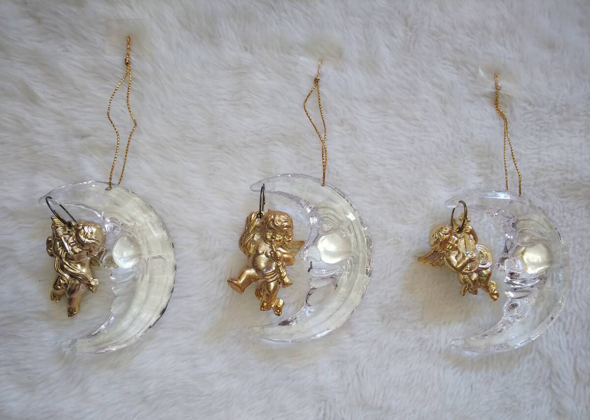クリスマスオーナメント クリアムーン天使飾り3個拍卖