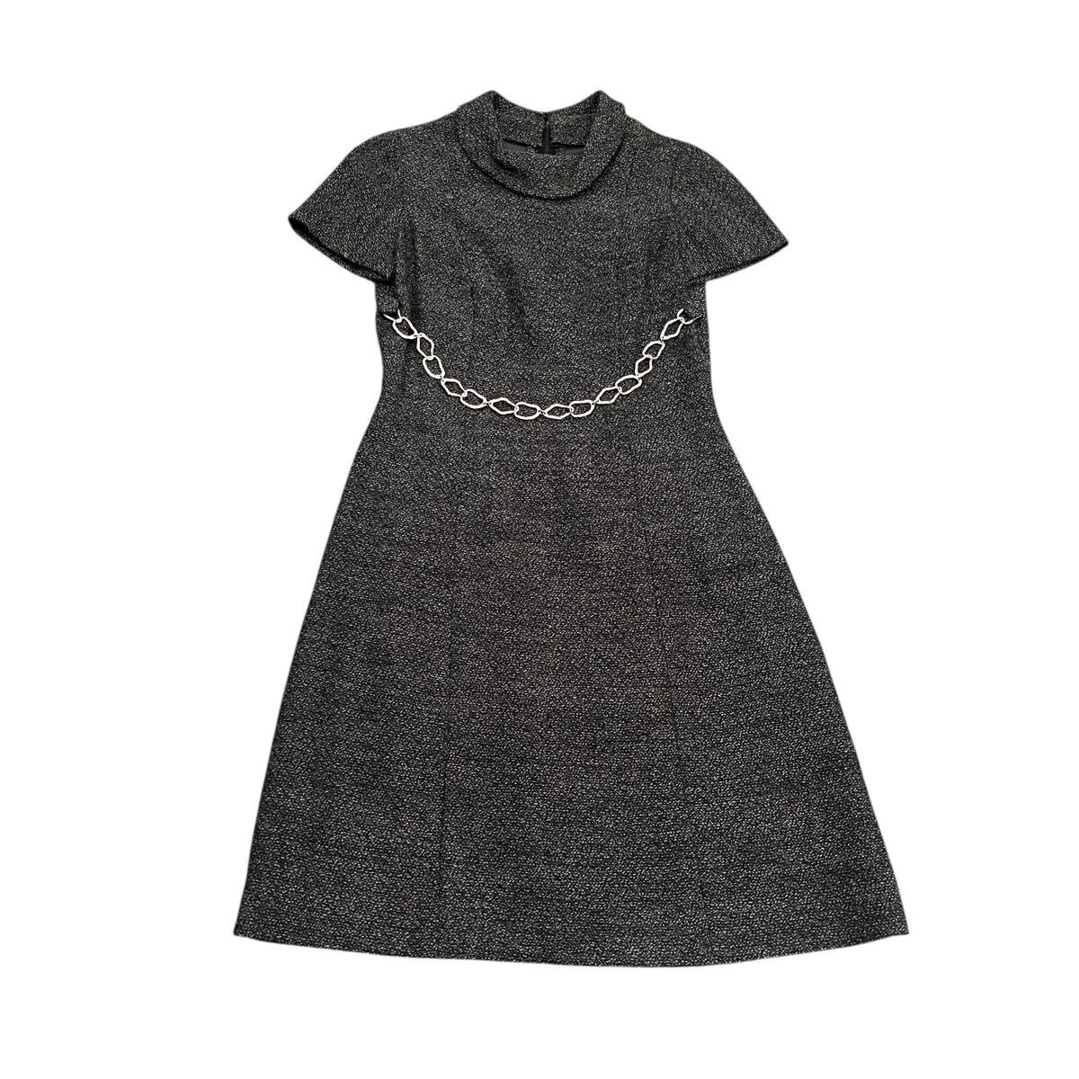 ビンテージ 60s ワンピース ウール ツイード チェーン 1960s 60年代 Mods vintage ミニ ドレス 半袖拍卖