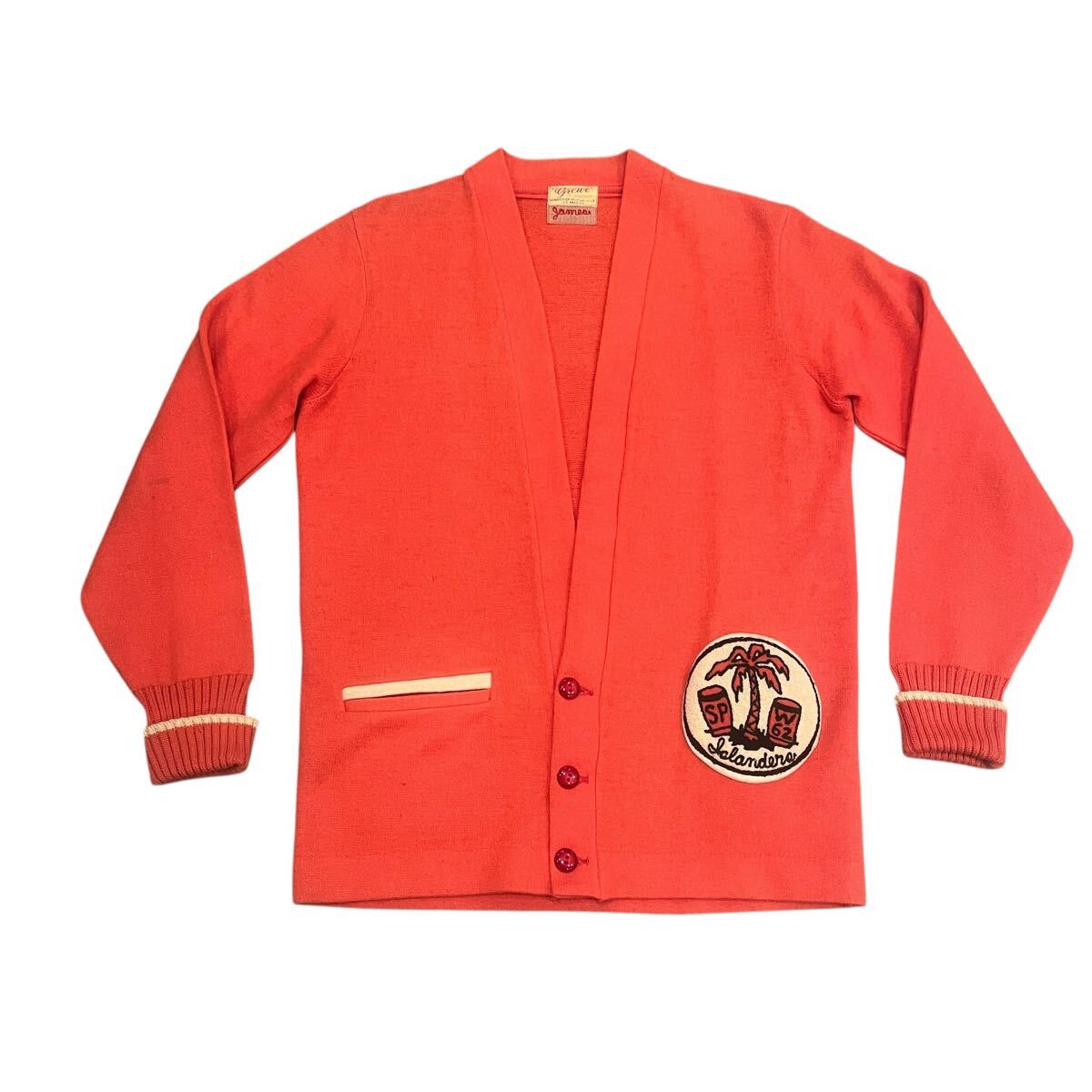 ビンテージ レタード カーディガン ピンク レア 60s ウール vintage ロックンロール ロカビリー 60年代 USA 50s拍卖