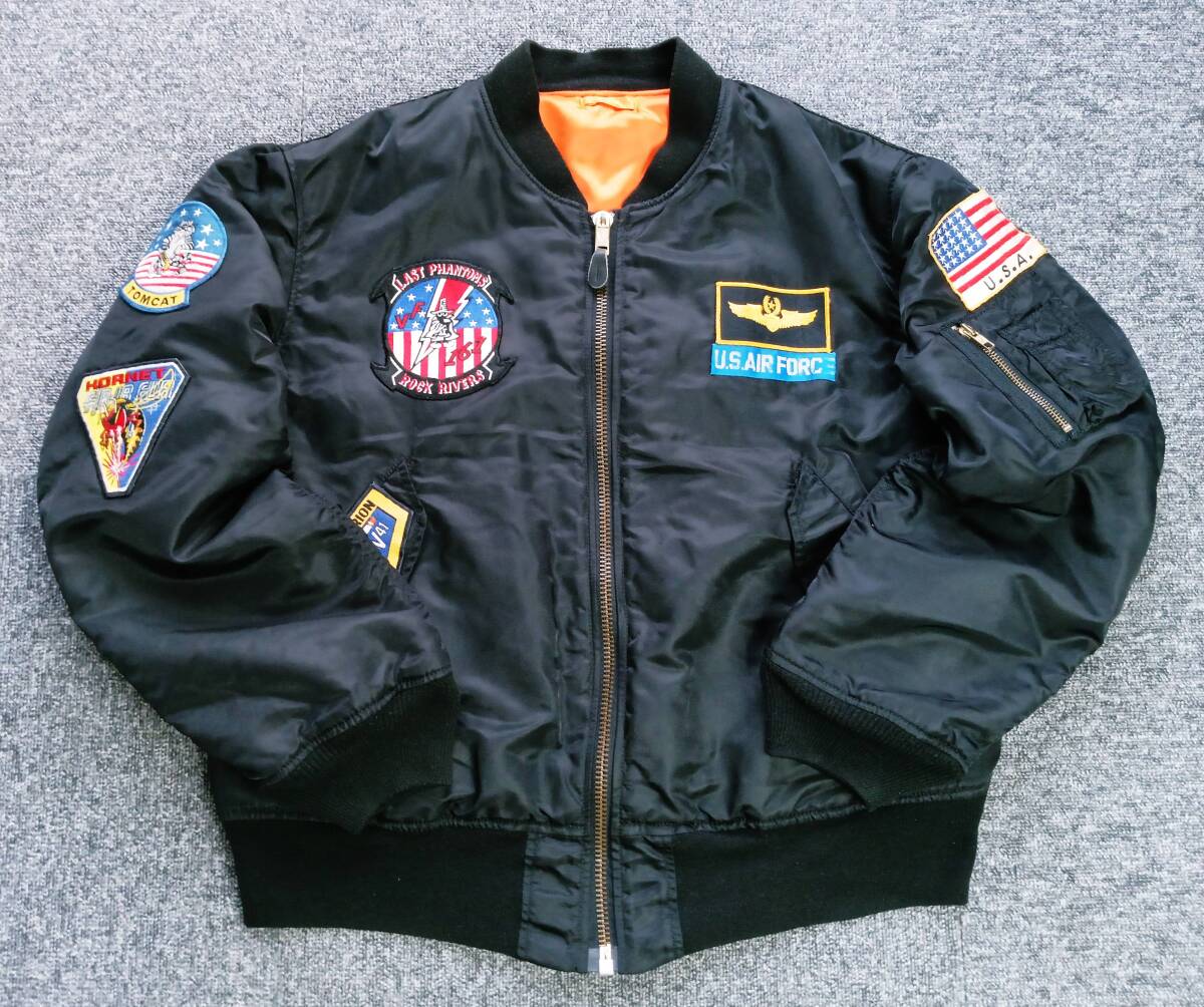 米空軍 初期モデル 大きめサイズ!MIL-J-8279E インターミディエートゾーン用 ヴィンテージ MA-1フライトジャケット(黒XL-2XL相当)拍卖