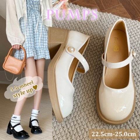 レディース ローファー パンプス スタイルアップ ストラップ 厚底 黒 ホワイト 美脚 脚長 24.5cm(39) 黒拍卖