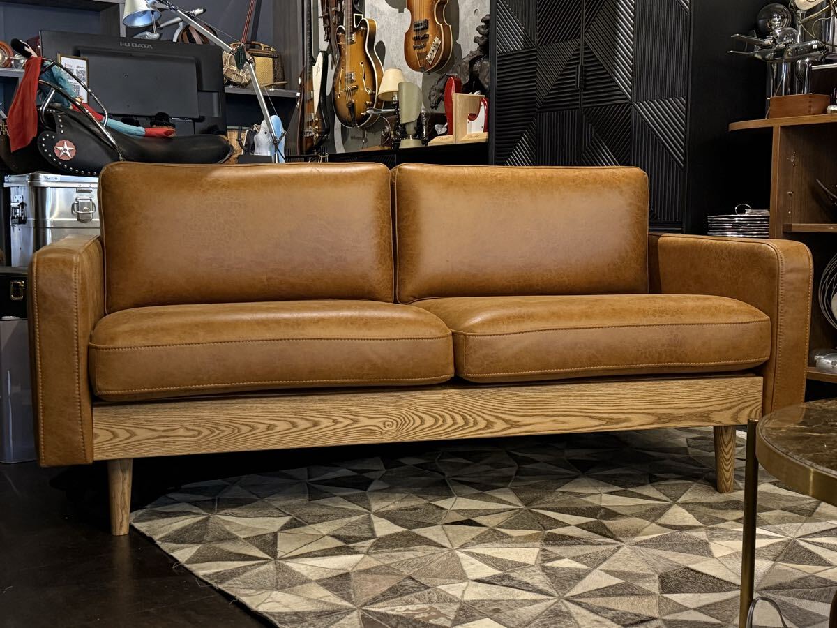 Fleet sofa 2P(検ビンテージレザー,ミッドセンチュリー,アーリーアメリカン,halo,crush project,クラッシュ,30s,40s,50s,70s,レトロ拍卖
