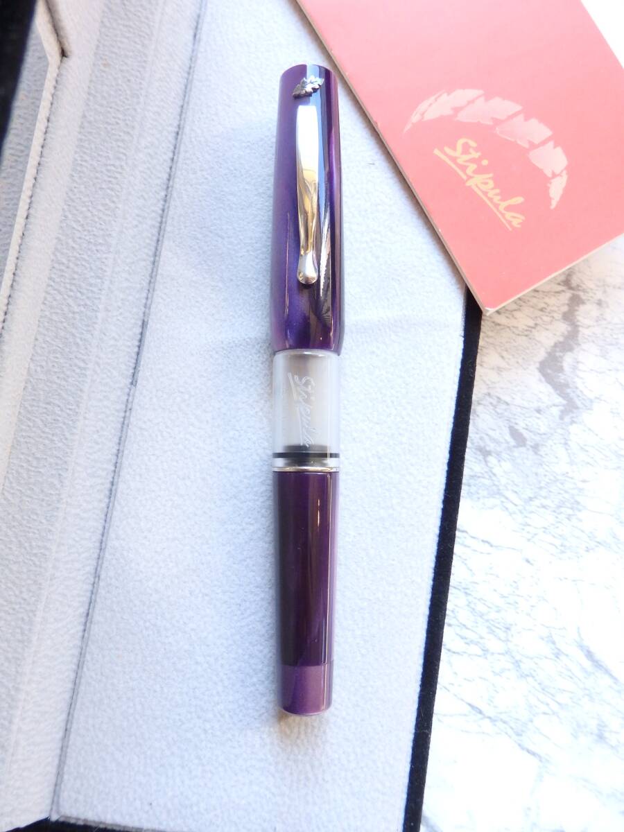 ◆【きれいな良品】イタリア製 スティピュラ ヴェド パープル吸入式万年筆 ペン先:F程度拍卖