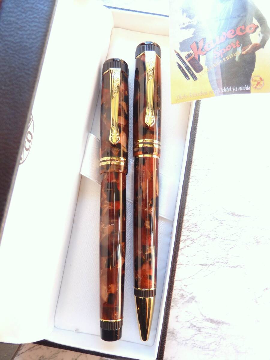 ◆【新品・未使用】【送料440円】2018年限定(0215/1,000) Kaweco カヴェコ DIA限定 アンバーレジン万年筆&BPセット ペン先:M拍卖