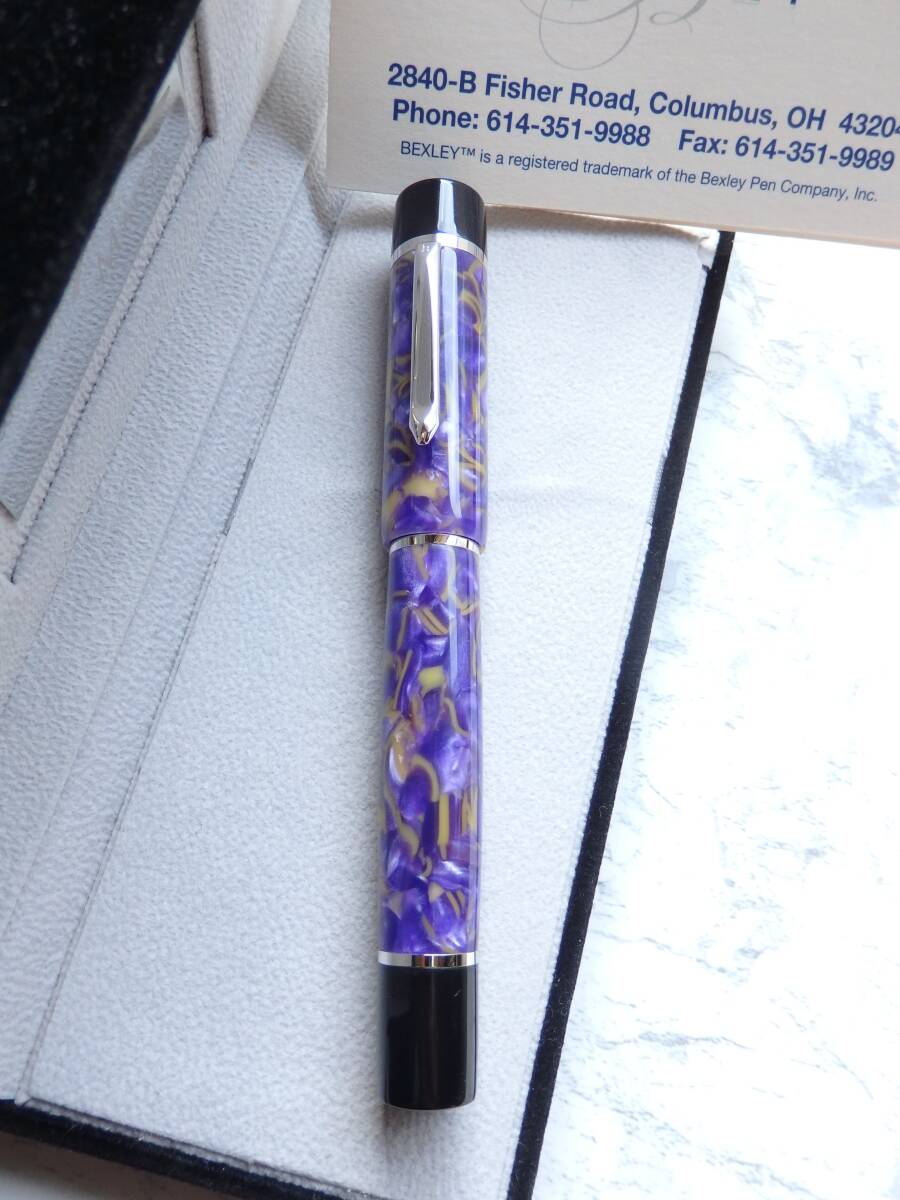 ◆【未使用・新品】【送料230円】Bexley ベクスレイ USA made ラージサイズ・パープル万年筆 ペン先:F コンバータ付属拍卖
