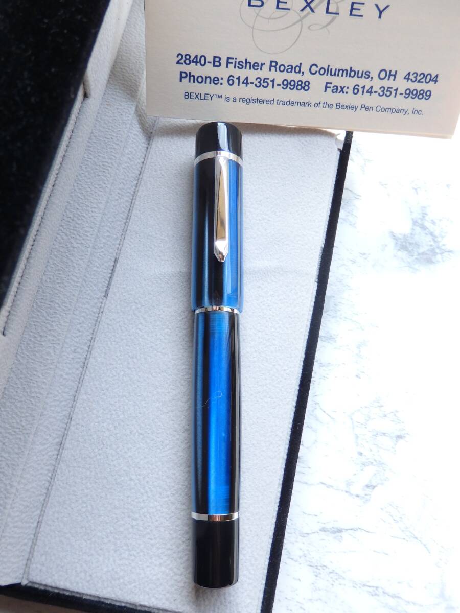 ◆【新品・未使用】【送料:230円】BEXLEY USAmade ベクスレイ ブルー プロメテウス ラージサイズ万年筆 ペン先:F コンバータ付属 拍卖