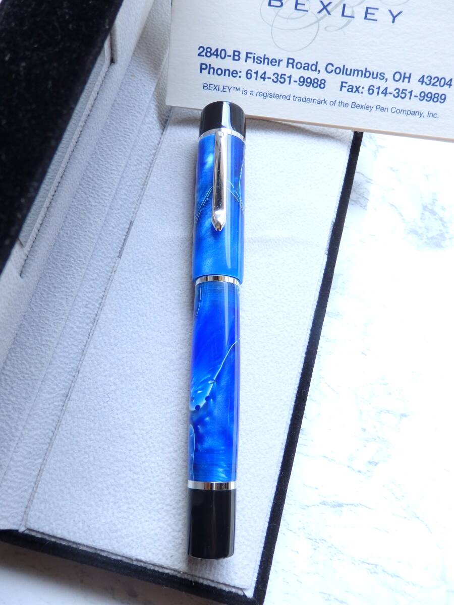 ◆【未使用・新品】【送料230円】Bexley ベクスレイ USA made アクアマリン ラージサイズ万年筆 ペン先:M コンバータ付属拍卖