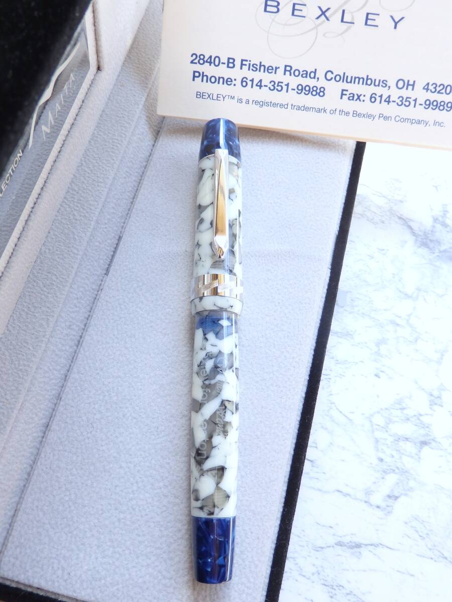 ◆【未使用・新品】【送料230円~】 Bexley ベクスレイ USA made Gaston’s Winter Wonderland万年筆 クラックドアイス×青 ペン先:F 拍卖