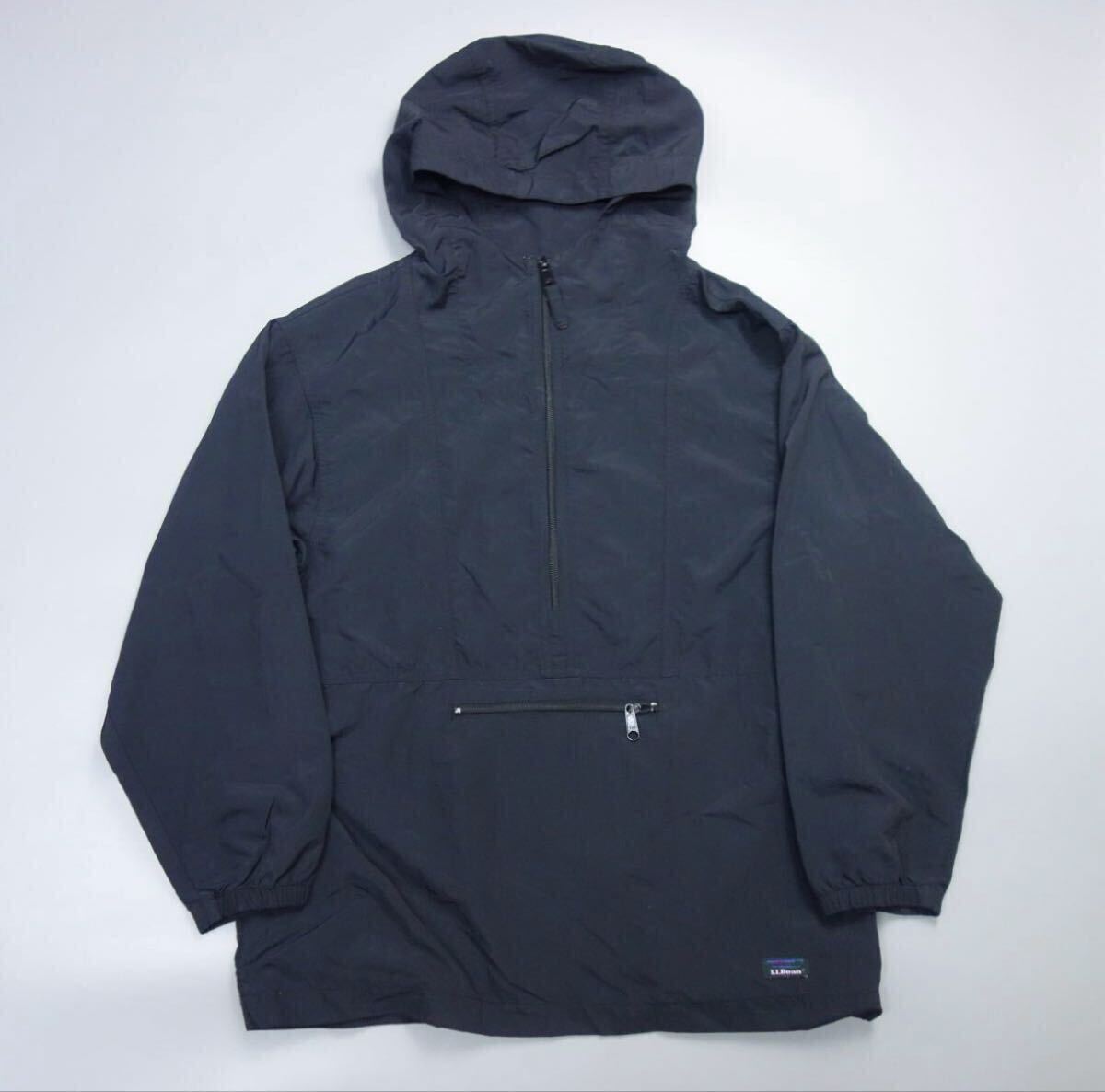 美品 90s USA製 LL bean LLビーン ナイロン 薄手 アノラックマウンテンパーカー 黒 キッズ L レディース可 アウトドア拍卖