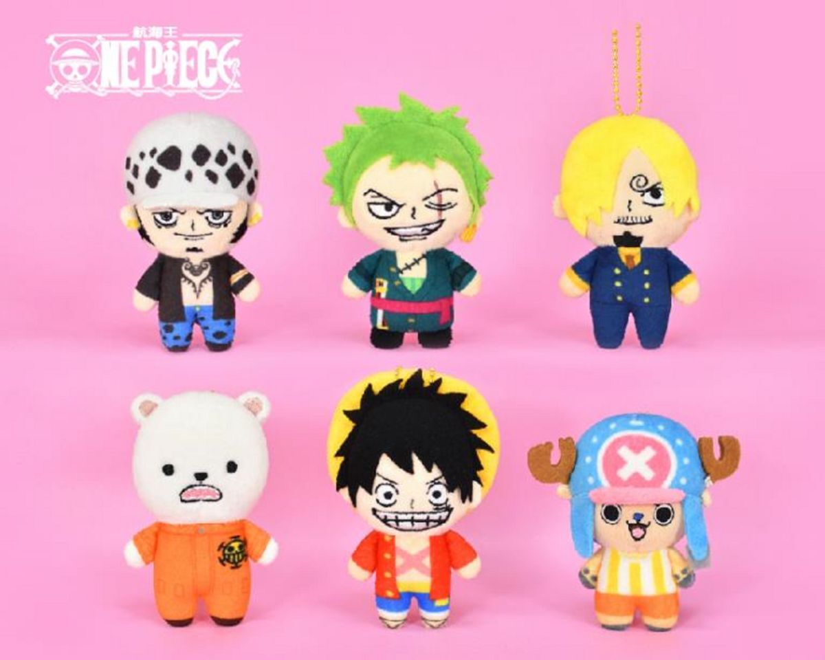台湾限定!!★即決♪ 正規品!! ONE PIECE ワンピース ルフィ ゾロ サンジ チョッパー べポ トラ男 マスコット 人形 6体セット ♪拍卖