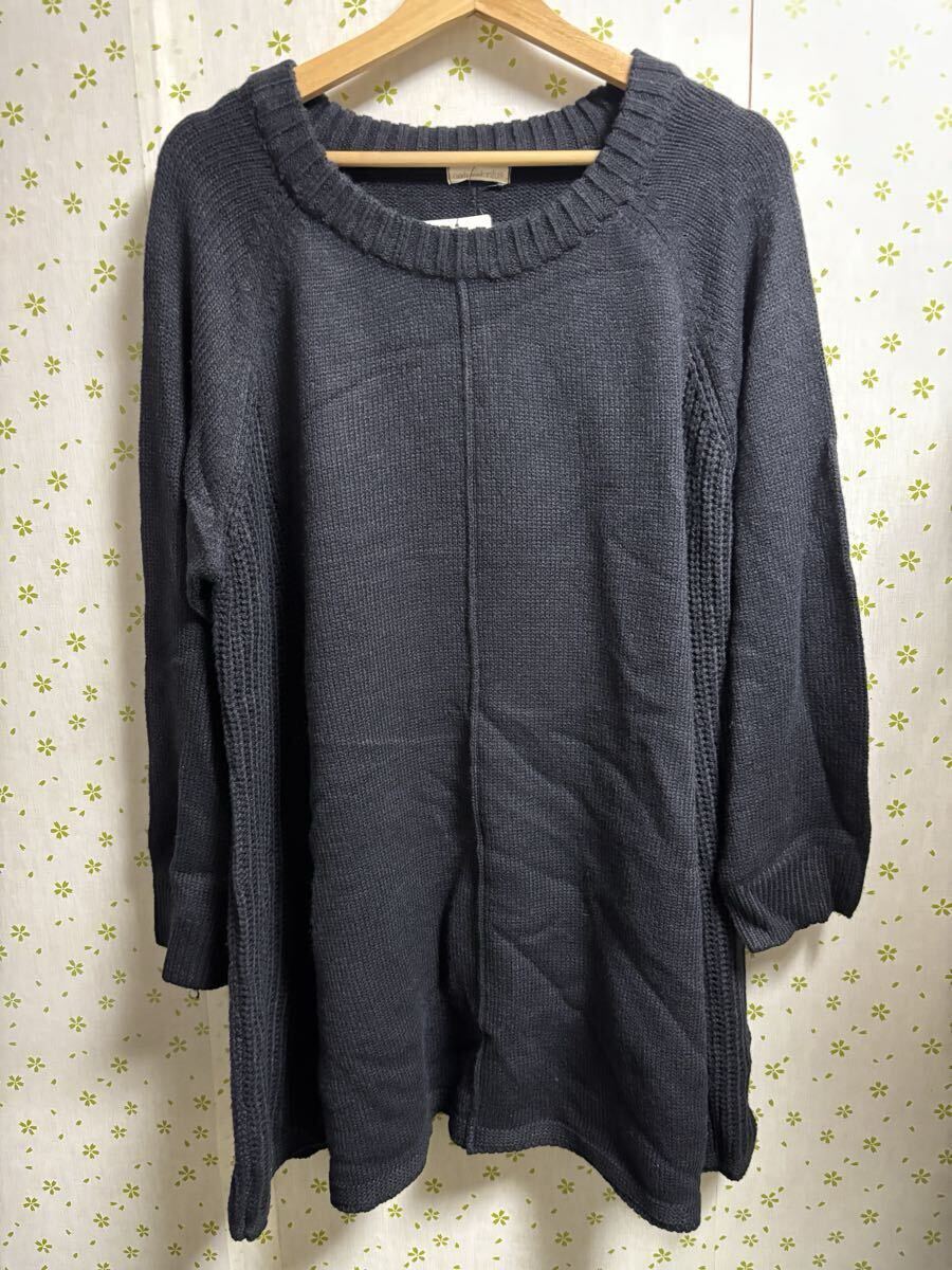 4Lサイズ 濃紺 Aライン オーバーサイズニット 長袖 ニット セーター 長袖 ネイビー トップス拍卖