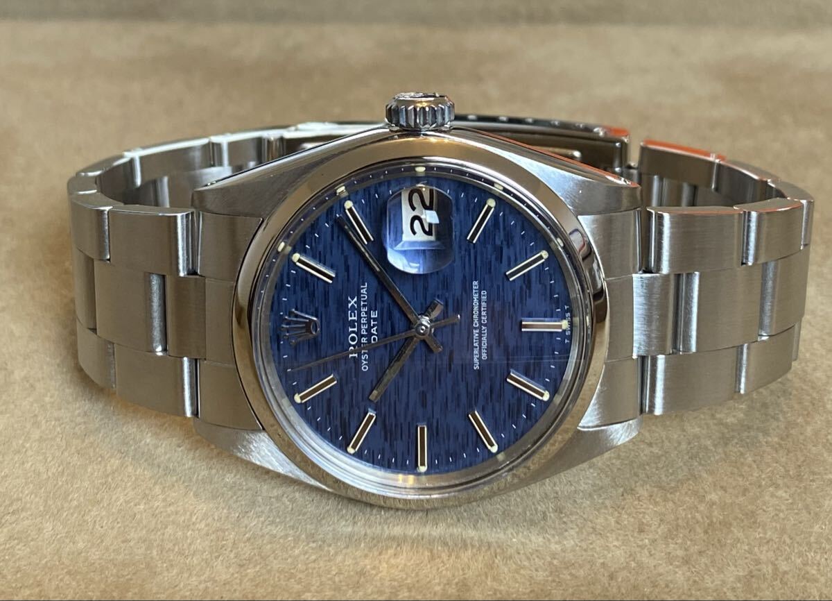 ロレックス アンティーク オイスターパーペチュアルデイト 1500 cal.1570 70年製 極上美品 希少 ブルーモザイク OH済 ROLEX OYSTER拍卖