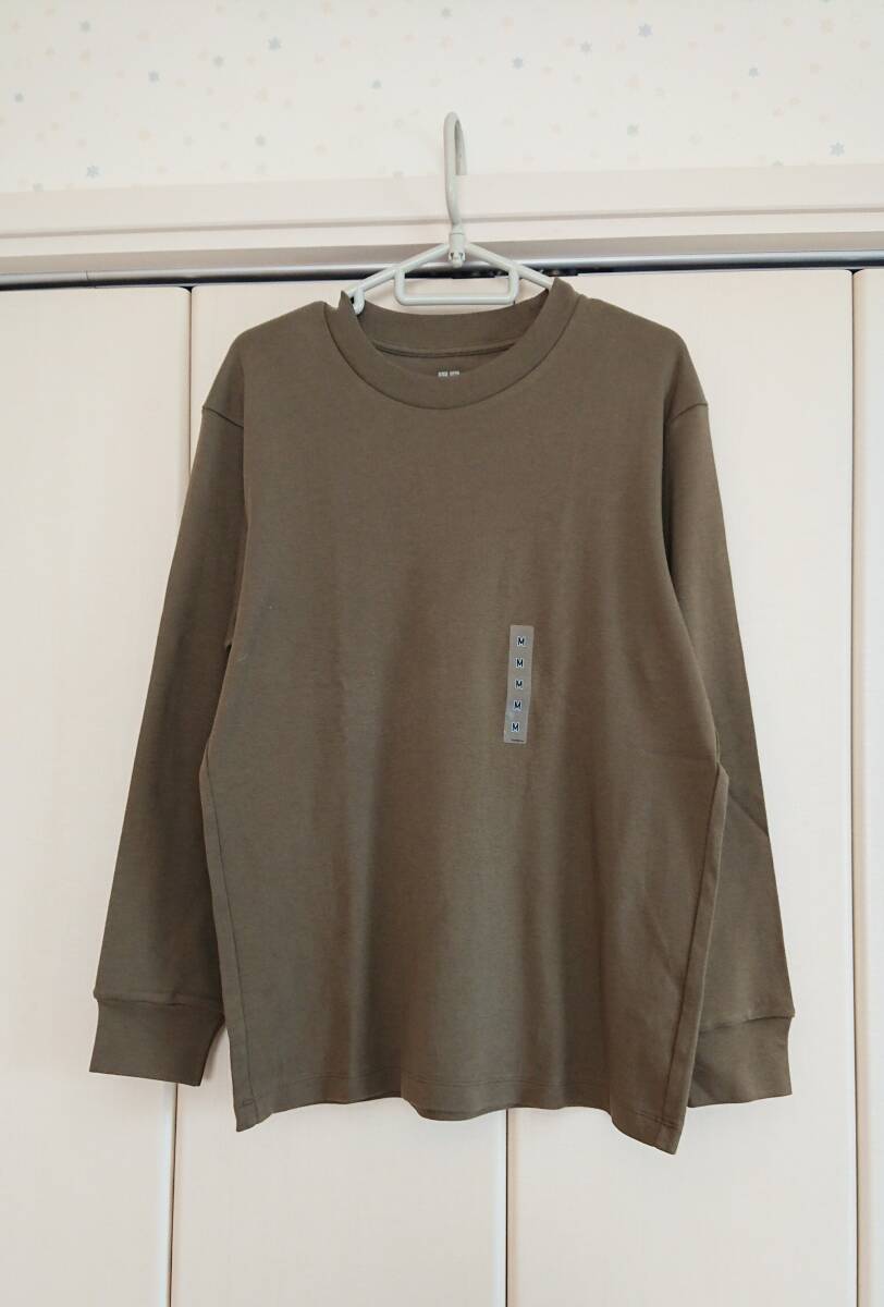 ユニクロ★ソフトタッチクルーネックT・オリーブM★タグ付き拍卖