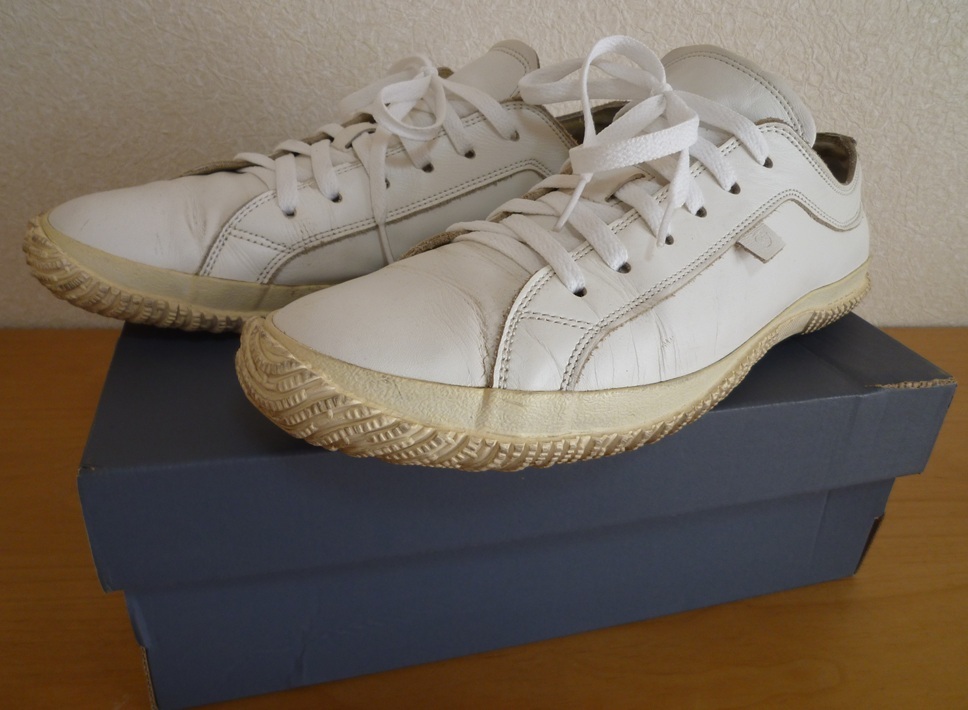 スピングルムーブ レザーローカットスニーカー ホワイト LL ハンドメイド日本製 中古良品拍卖