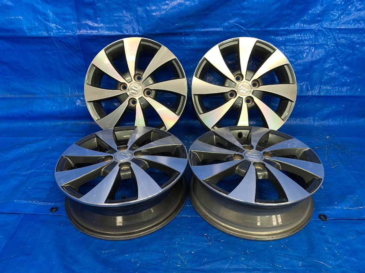 純正アルミホイール4本セット MH34S取り外し その他ワゴンR等流用可能 15×4.5J +45 PCD100 4穴 棚 9 700840拍卖