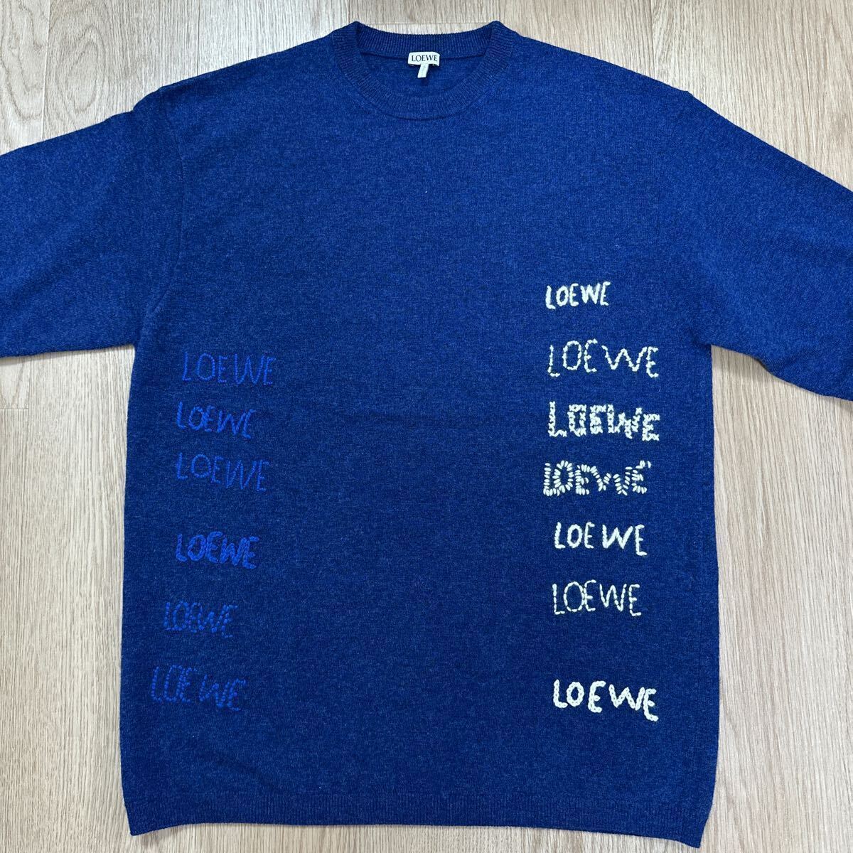 【極美品】LOEWE ロエベ エンブロイダリー ロゴ刺繍 ニット セーター size M ブルー H526Y14K82拍卖