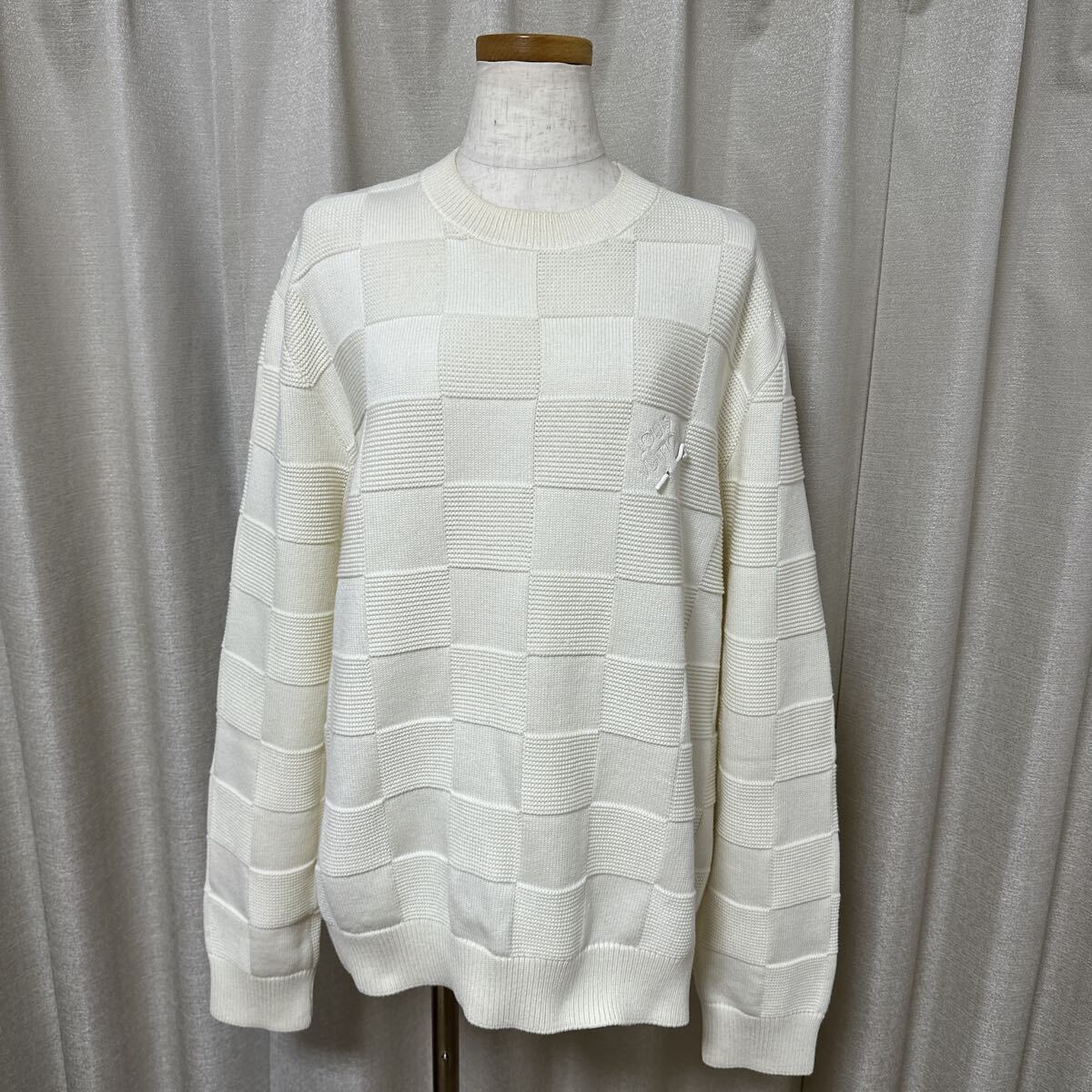 LOUIS VUITTON ルイヴィトン ダミエスティッチ インサイドアウト クルーネック ニット size L アイボリー拍卖