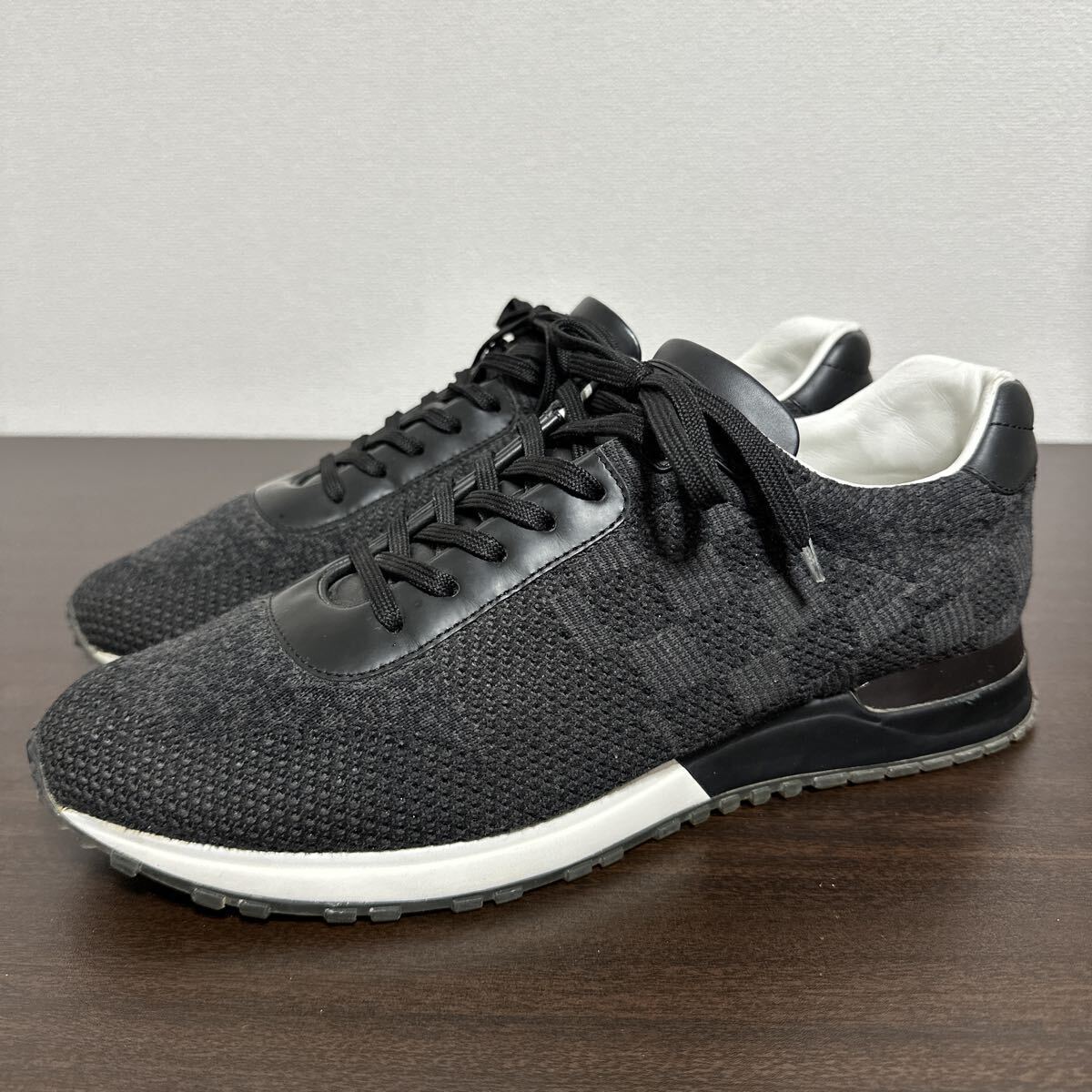 【美品】LOUIS VUITTON ルイヴィトン ランアウェイライン ダミエ ニット スニーカー size 7 1/2 ブラック メンズ拍卖