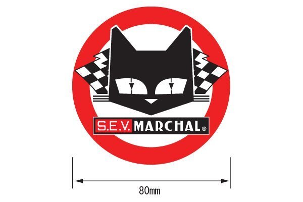 MARCHAL 直営・即納! マーシャル ステッカー 赤二 重丸 直径80mm バイク 旧車 スマホ 猫 デカール 7053拍卖