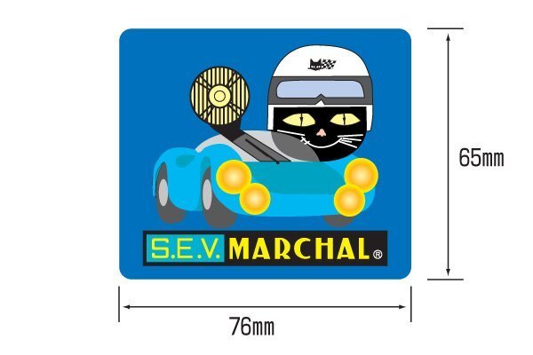 MARCHAL 直営・即納! マーシャル ステッカー イラストタイプ 四角 幅76mm×高さ65mm バイク 旧車 スマホ 猫 デカール 7018拍卖