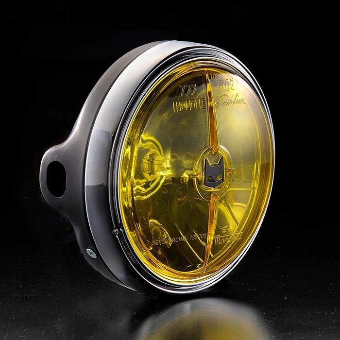 ■猫の目マーク Z1 Z2 FX系 マーシャルヘッドライト722・702 スタールクス 黄レンズ 黒ケース 800-8405拍卖