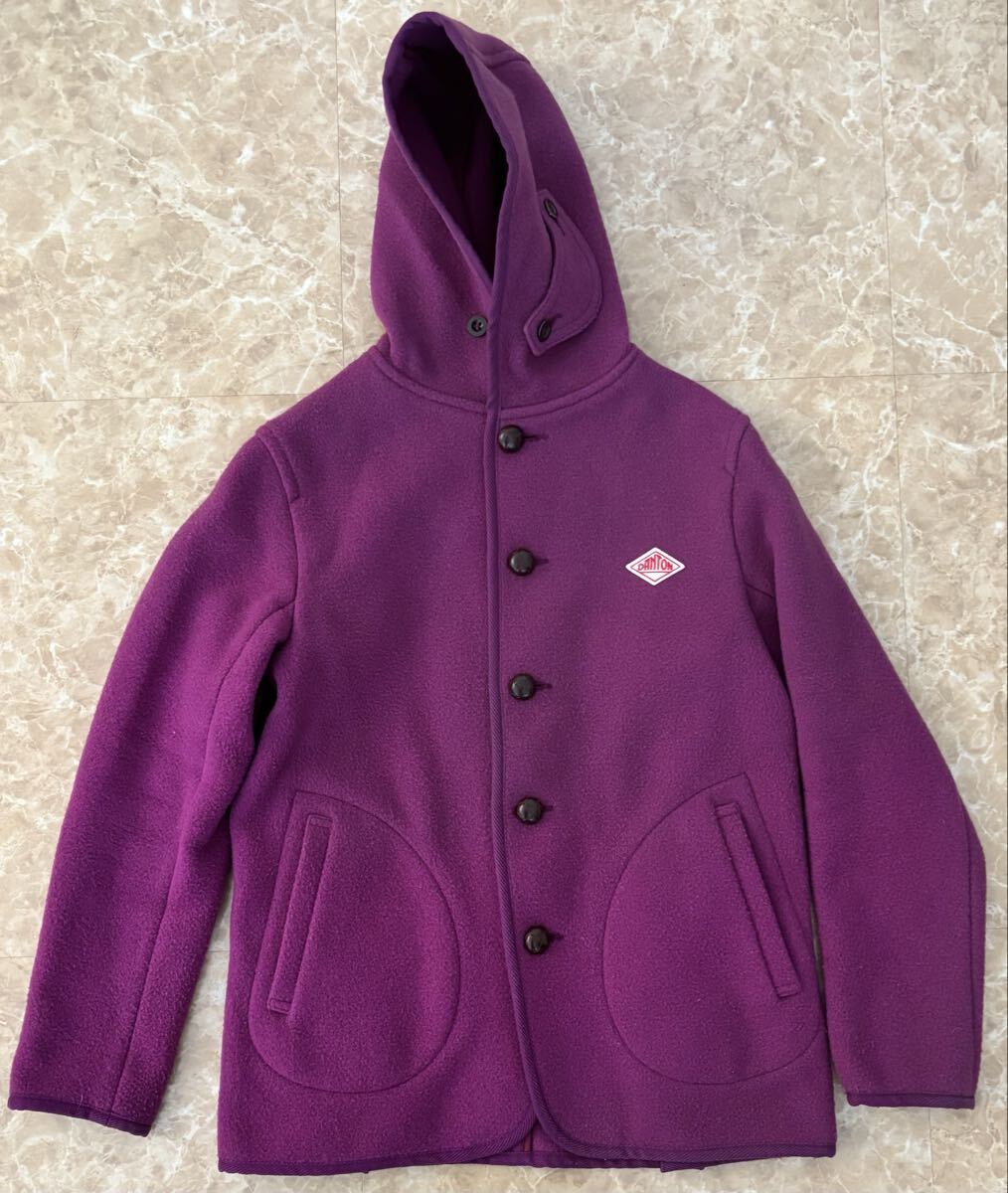 美品 ダントン DANTON 可愛いデザイン Pコート ウールモッサ 紫色 レディース 36サイズ ジャケット アウター くるみボタン フード付 男女拍卖