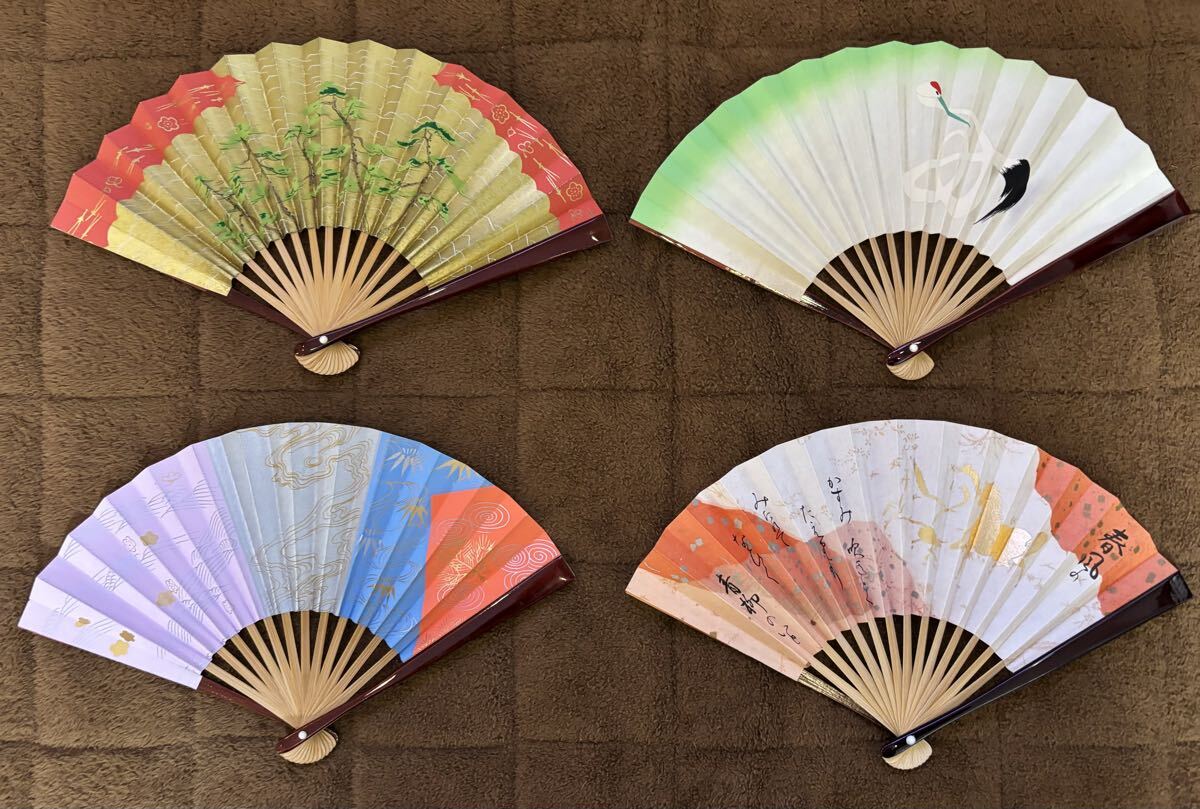 緑鶴 金松 馬 扇子 4点セット お茶 稽古 せんす 和装小物 美品 拍卖