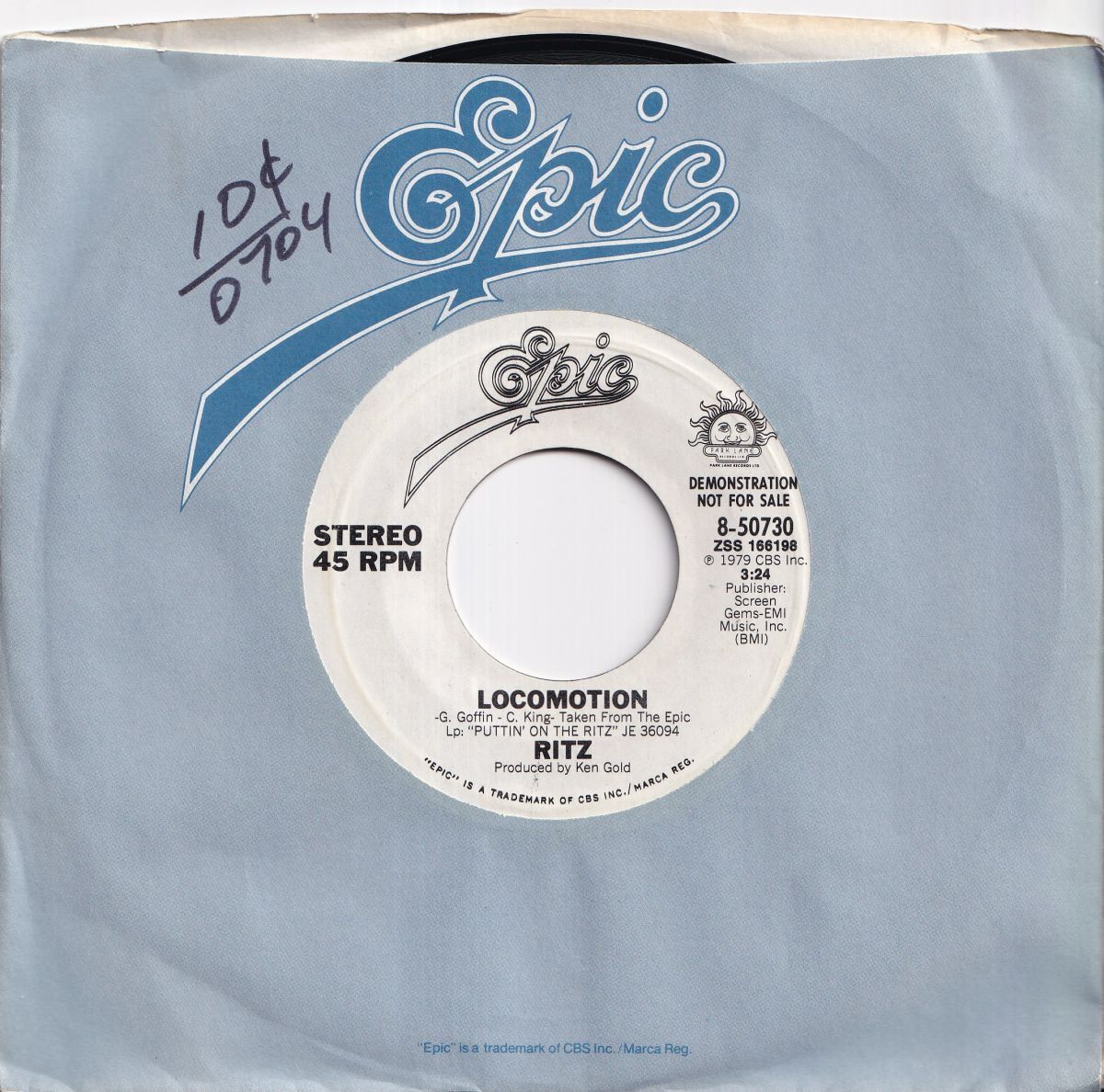 Ritz Locomotion (Stereo) / (Mono) Epic US 8-50730 212920 SOUL DISCO ソウル ディスコ レコード 7インチ 45拍卖