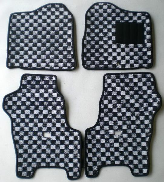 スズキ ジムニー JA22W 専用 フロアマット チェック 白×黒 内装拍卖