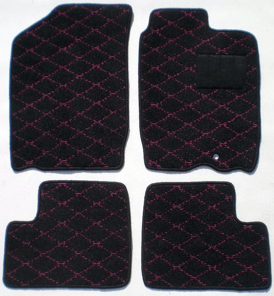 ダイハツ ミラジーノ 700/710 フロアマット ダイヤ柄 黒×ピンク拍卖