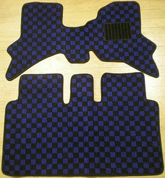 スズキ エブリイワゴン 64 新品 フロアマット 黒×青 チェック柄拍卖