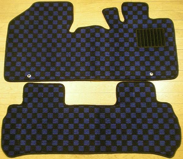 スズキ ワゴンR MH23S 新品 フロアマット 黒×青 チェック柄!拍卖