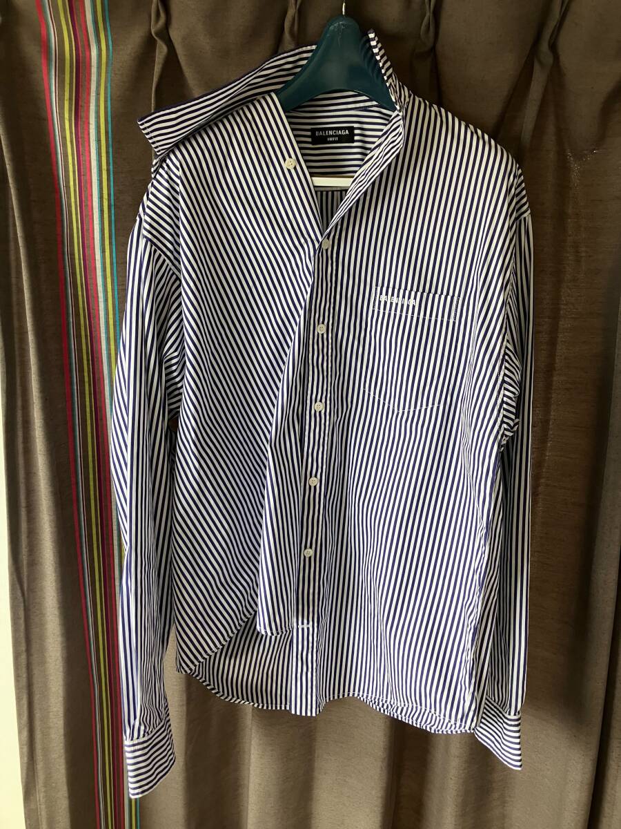 BALENCIAGA 2021SS 変形ストライプシャツ バレンシアガ 定価約15万円拍卖
